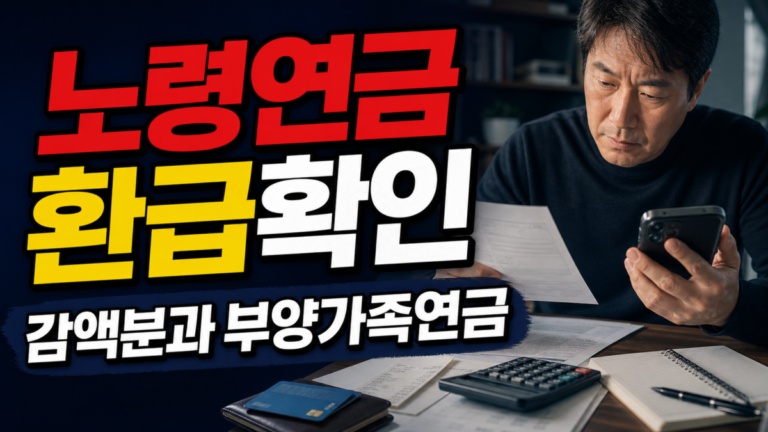 신청 없이 환급되나? 노령연금 감액분과 부양가족연금 같이 확인할 사람 관련 핵심 정보를 상징적으로 보여주는 썸네일 이미지
